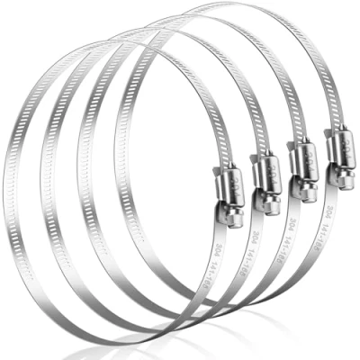 Imagen de Bolatus abrazaderas de manguera 141 165 mm, 4 unidades, acero inoxidable 304, tornillo ajustables, surtido para piscina, tubo ventilación, escape