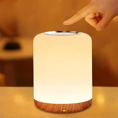 Imagen de SOLIDEE Luz Nocturna Infantil,4 modos Lamparas De Mesita Noche Tactil Regulable con 256RGB colores,Recargable Temporizador Lampara Quitamiedos Infantil Para Dormitorio Sala Estar Regalo(madera)