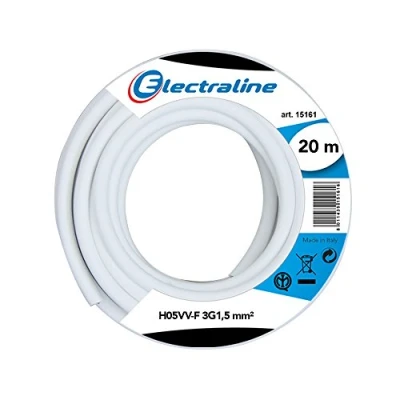 Imagen de Electraline 11758, Cable para Extensiones Eléctricas H05VV F, Sección 3G1.5 mm, 20 m, Blanco