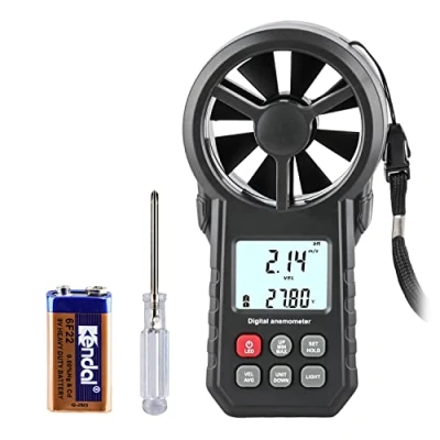 Imagen de Anemómetro digital portátil, medidor de flujo aire CFM para ventiladores HVAC, tiro/drone, viento, velocidad del con sensor temperatura