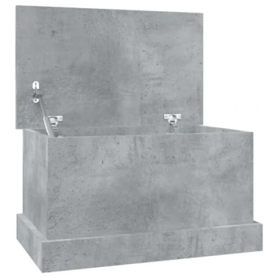 Imagen de vidaXL Baúl almacenaje Madera contrachapada Gris hormigón 50x30x28 cm