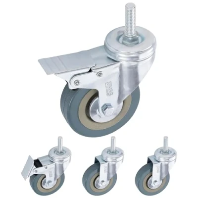 Imagen de H&amp;S Ruedas para Muebles Pesados 4x Giratorias con Freno Max. 200 kg Mover Doble Rodamiento y Fijación Tornillos M10 75mm