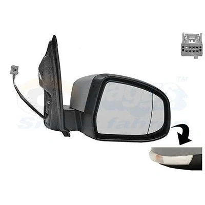 Imagen de espejo retrovisor Van Wezel 1866808 derecha imprimado completo, asférico, para ajuste elect. espejo, calefactable FORD: Focus 2