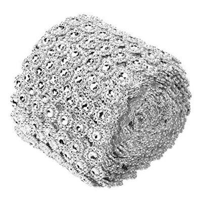 Imagen de espejos cuadrados + Akozon Rollo de cinta diamante 5 yardas/rollo 6 filas plástico plateado con diamantes imitación