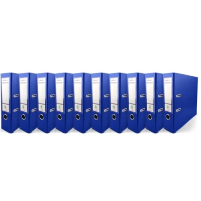 Imagen de Netuno 10x Ekobox archivadores color azul 2 anillas 8 cm A4 organizador ancho de cartón para oficina estanterías carpetas escritorio despacho