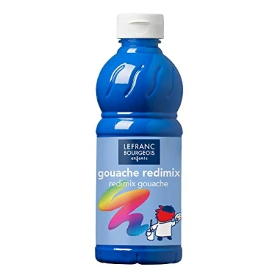 Imagen de Lefranc Bourgeois Gouache líquida Redimix, témperas para niños, 500ML azul primario, pinturas niños y manualidades