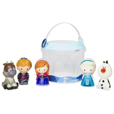 Imagen de Disney Store Set de Juguetes baño Frozen, Contiene Cinco muñecos, Incluye a Anna, Elsa, Olaf, Sven y Kristoff un Cubo para guardarlos, Adecuado Partir 6 Meses