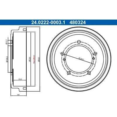Imagen de ATE 24.0222 0003.1 Tambor de Freno 262,0mm SUZUKI: Grand Vitara 1 SUV