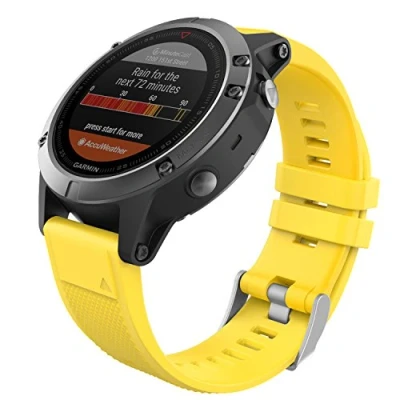 Imagen de MoKo Correa Compatible con Garmin Fenix 7/6/6 Pro/5/5 Plus/Epix Gen 2/Forerunner 955/945/935/Instinct/Instinct 2, Quick Fit 22mm Banda Pulsera de Silicona Repuesto, Amarillo