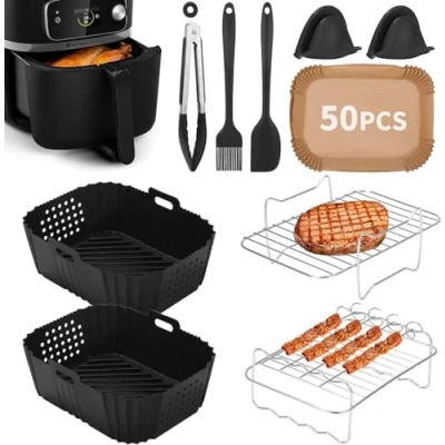 Imagen de Kit de 14 Accesorios Freidora Aire,Molde Silicona Aire para Ninja Double Stack XL 9.5L SL400EU,Ninja Foodi Max Dual Zone AF300EU AF400EU Air fryer, Sin BPA