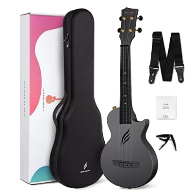 Imagen de Ukelele de concierto Enya Nova U 23&quot; cuerpo en fibra carbono con bolsa ukelele,correa,cuerdas,capo(negro)