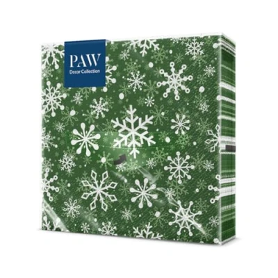 Imagen de PAW Servilletas de Papel 3 Capas (33 x 33 cm) 20 Unidades Navidad con motivos invernales y navideños Ideales para la mesa festiva Color: Christmas Snowflakes green