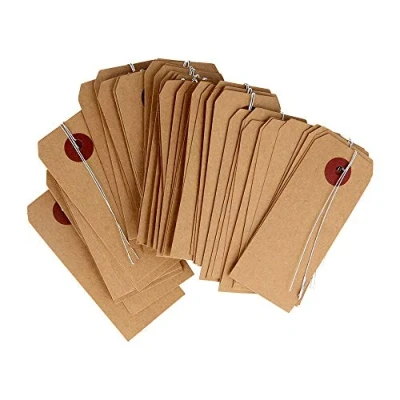 Imagen de Youdoit Artemio 50 Etiquetas de Papel Kraft con Alambre, marrón, 4 x 9 cm