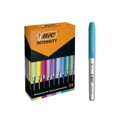 Imagen de BIC Intensity Rotuladores Permanentes Colores Surtidos Intensos/Pastel/Metalizados, óptimo para regalo, Caja de 24
