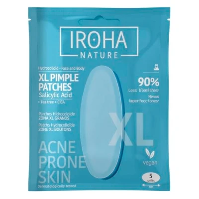 Imagen de IROHA NATURE Parches Granos XL 5 uds Antiacné con Ácido Salicílico, Árbol de Té y Centella Asiática Parche Facial Anti Imperfecciones Tratamiento Rostro Cuerpo Piel Tendencia Acneica