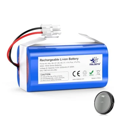 Imagen de melasta Batería de Repuesto Ion Litio 14,8V, 3200mAh, para Aspiradoras iLife A4, A4s, A6, V7, A7, A8, A9, V7s Plus, Pro, X620, Y8H4 D960 GT200 GT9 V750 V780 V780s V870