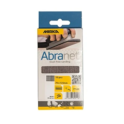 Imagen de Mirka Abranet tiras de lijado malla 70x125 mm Velcro / grano P180 10 piezas para lijar madera, masilla, barniz, plástico AE149F1018