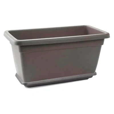 Imagen de AC Jardinera de plástico con Plato 100 cm Agujeros Drenaje Modelo PLFT Forma Rectangular Ideal para Decorar tu casa y jardín Fabricada en España Color Antracita