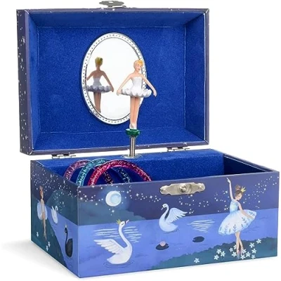Imagen de Jewelkeeper Joyero musical de niña con una bailarina, diseño brillo Melodía del Lago los Cisnes