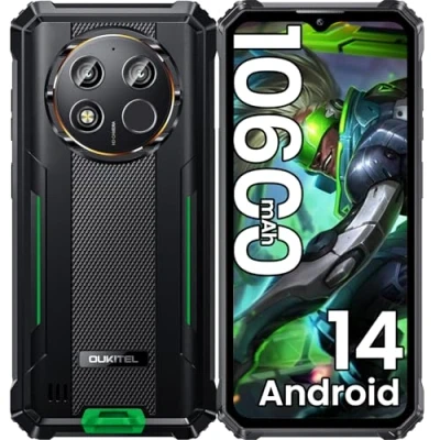 Imagen de OUKITEL WP28E(2024) Movil Resistente, 10600mAh Irrompible Android 14, 16GB (4+12)+64GB (TF 1TB) Teléfono Todoterreno 6.52&quot; HD Smartphone, Cámara 13MP+ 5MP, 4G Dual SIM/OTG/GPS/NFC, Verde