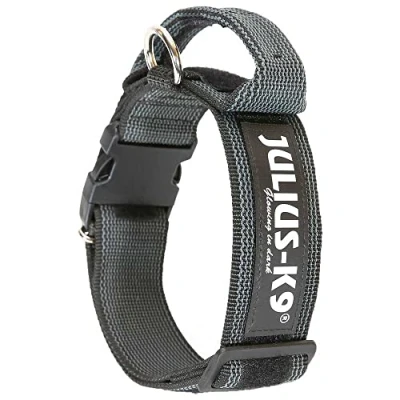 Imagen de Collar Color &amp; Gray con la manija, cerradura de seguridad y el remiendo intercambiables, 50 mm (49 70 cm), Negro Gris