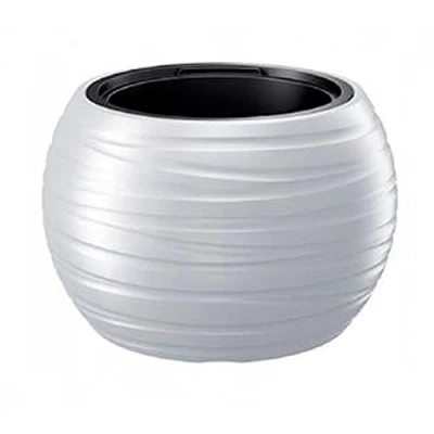 Imagen de Maceta redonda con deposito 25L Maze de plastico en color blanco39,6 (largo) x 39,6 (ancho) 26 (altura) cm