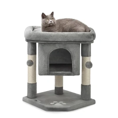 Imagen de lionto Árbol rascador para Gatos Altura 60 cm, Gris Oscuro