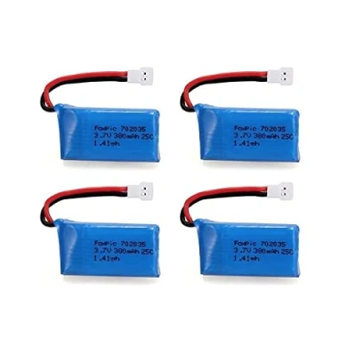 Imagen de YUNIQUE GREEN CLEAN POWER Juego de 4 baterías LiPo 3.7V 380mAh para Drones RC Compatibles con HUBSAN X4, JXD 385 Vuelos prolongados, Azul/Celeste