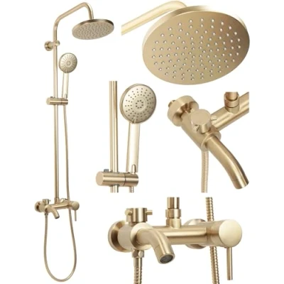 Imagen de Columna de ducha Rea Luis Gold Brush Sistema latón para baño (dorado)