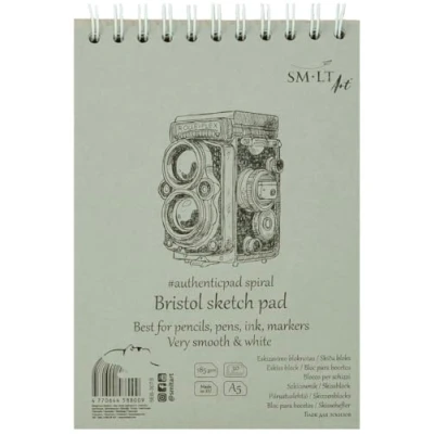 Imagen de Sm Lt SM58800 Bloc de Bocetos A5, Encuadernado con Alambre, 30 Hojas, 185 gr/m2, Papel Liso para Lápices, Bolígrafos, Rotuladores, Tintas y Caligrafía