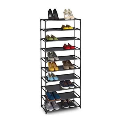 Imagen de Relaxdays Zapatero Tela Sistema Encaje, 10 Baldas, 30 Pares de Zapatos, Organizador Calzado 150 x 62 28 cm, en Negro
