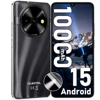 Imagen de OUKITEL C59 Telefonos Moviles Libres Android 15 2025, Batería 10000mAh Smartphone 120LM, 6.88&quot; HD+ Teléfono Móvil, 16GB(4+12) RAM+128GB ROM/TF 1TB, Cámara 13MP, 4G Dual SIM/Face ID/Fingerprint/GPS