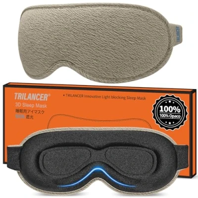 Imagen de Trilancer 2024 Antifaz para Dormir Innovador, Sleep Mask, Mascara Sin Luz, Mascarilla Hombres y Mujeres, Tapa Ojos Dormir, Cubre Meditación, Viajar, Avión（Marrón）