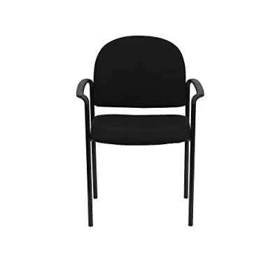 Imagen de Flash Furniture BT 516 1 BK GG Silla de acero con reposabrazos, tejido, apilable, negra, cómoda