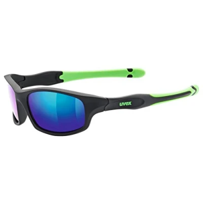 Imagen de uvex sportstyle 507, gafas de sol infantiles, espejo, incl. cinta, black matt green/green, one size