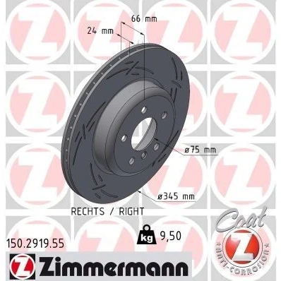 Imagen de ZIMMERMANN Disco de freno BMW: 3 Berlina, 4 Coupé, Touring 24mm 6/5 5Taladro(s) 120mm ventilación interna, ranurado revestido altamente carbonizado