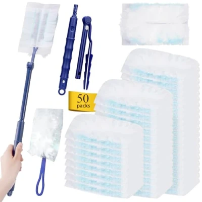 Imagen de 52 Piezas Recambios Compatible con Swiffer Plumero Atrapapolvo, Recarga de Atrapapolvo Duster 2 Asas, Microfibro para Pelo Animales, Polvo, Suciedad