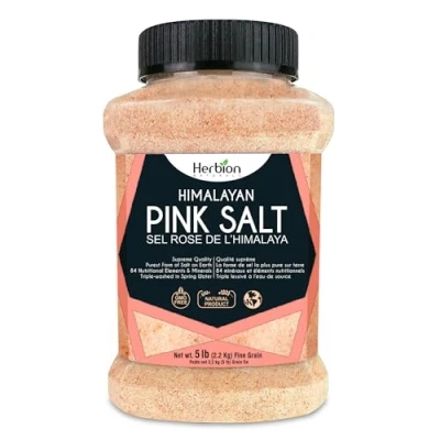 Imagen de Herbion Naturals Himalayan Pink Salt Fine Grain Supreme Quality 5 lb. (2.2 Kg) Unbreakable Jar Kosher Certified GMO Free Chemical Vegan