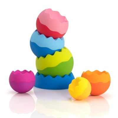 Imagen de Fat Brain Toys, Tobbles Neo, 6 Bolas apilables de Colores Formas para bebés, Juguete Aprendizaje Infantil, Juego Seguro, estimulación sensorial, niños preescolares Desde Meses, Bizak (30690700)