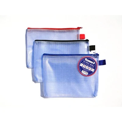 Imagen de A5 Tuff Bag Cartera con cremallera de plástico transparente cremallera, estuche para lápices archivos, resistente al agua, bolsas malla reforzadas (compatible 12 unidades)