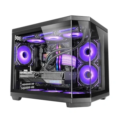 Imagen de MARSGAMING MC 3TCOREM, Caja Gaming Custom Micro ATX, Triple Ventana Cristal Templado, Diseño Cámara Dual Lateral, Soporte Refrigeración Líquida 360mm, Gestión Cableado, PC Minitorre, USB C, Negro