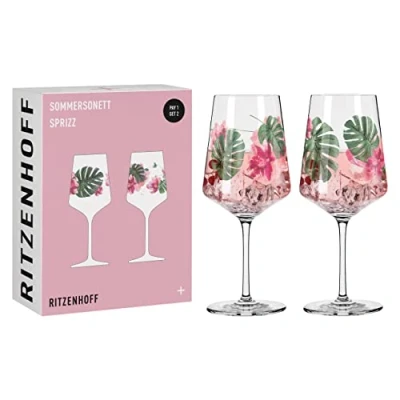 Imagen de Ritzenhoff 6011001 Vaso aperitivo 500 ml Juego de 2 Serie Sommersonett No. 1, piezas, motivo flor Made in Germany