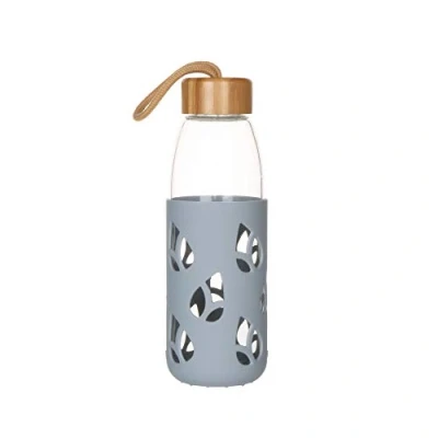 Imagen de Pebbly PKV 002 Botella de cristal y bambú con protección silicona