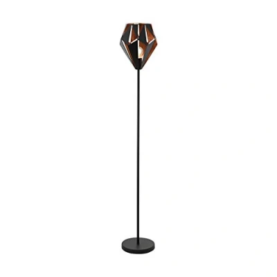 Imagen de Eglo lámpara de pie Carlton 1, luz LED 1 llama, acero retro, color negro, cobre, portalámparas E27
