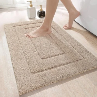 Imagen de DEXI Alfombra de baño Antideslizante,Alfombra Microfibra,Alfombrilla Lavable a Máquina,Súper Absorbente,Ultra Suave (60 x 110 cm,Beige)