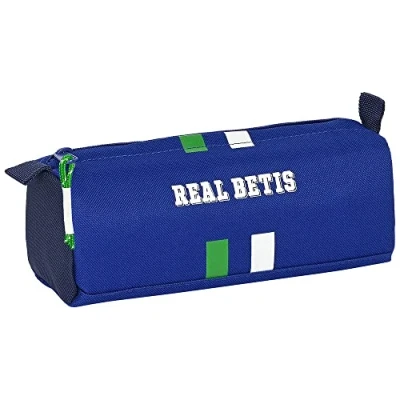 Imagen de Safta, Portatodo con cremallera Y compartimiento de Real Betis Balompié, 210x70x80 mm Unisex niños, Azul Marino, Estándar