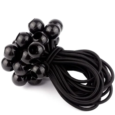 Imagen de Upgrade4cars 25 Tensores Elasticos con Bola Negro Cuerdas Elásticas de Goma Pequeño para Lonas, Remolques etc.