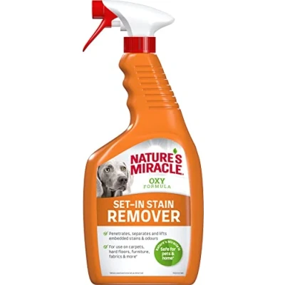 Imagen de Nature&#039;s Miracle Set In Stain Remover Perro, centra las manchas y los olores persistentes, aroma a naranja fresco, 709 ml