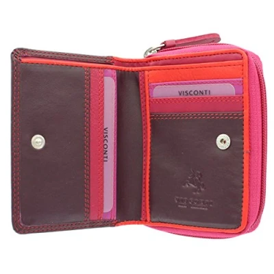 Imagen de Visconti Rainbow Monedero de Cuero para Mujer Estilo RB53 Ciruela Multi