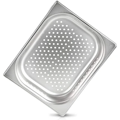 Imagen de jokobela Recipiente GN 1/2 65 mm con perforaciones de 6 mm, acero inoxidable Dimensiones: 325 x 265 ideal para cocinar Chafing Dish o Bain Marie (0,6 grosor)